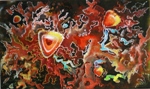 Utopia, painting by Anuj Malhotra, Mixed medium on canvas, 30 X 18 inches