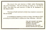 View Condolence Letters For John Fernandes