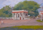 Entrance of Palace, Landscape Painting by M. K. Kelkar, Oil on Canvas, 7 X 10.5