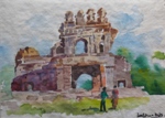 Entrance of Old Fort, Landscape Painting by M. K. Kelkar, Watercolour on Paper, 8 X 11