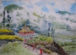 Ghoom Monastery near Darjeeling, Landscape Painting by M. K. Kelkar, Watercolour on Paper, 15 X 20