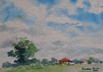 Landscape, Painting by M. K. Kelkar, Watercolour on Paper, 7 X 9.5