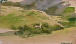 Mountain Range, Landscape Painting by M. K. Kelkar, Watercolour on Paper, 6 X 10