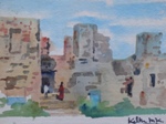 Old House, Landscape Painting by M. K. Kelkar, Watercolour on Paper, 7.5 X 9.5