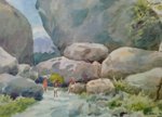 Rocks, Hydrabad, Landscape Painting by M. K. Kelkar, Watercolour on Paper, 13.5 X 19.5