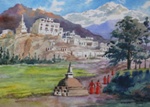 Tibet Lama, Landscape Painting by M. K. Kelkar, Watercolour on Paper, 13.5 X 19