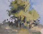 Trees, Landscape Painting by M. K. Kelkar, Watercolour on Paper, 5 X 7