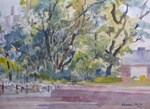 Trees, Landscape Painting by M. K. Kelkar, Watercolour on Paper, 13 X 19