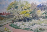 White Flowers, Landscape Painting by M. K. Kelkar, Watercolour on Paper, 14 X 21