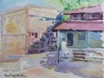 Village House, Rural Life Painting by M. K. Kelkar, Watercolour on Paper, 8.5 X 10.5