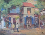 Village Market, Rural Life Painting by M. K. Kelkar, Watercolour on Paper, 22 X 30