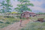 Village, Rural Life Painting by M. K. Kelkar, Watercolour on Paper, 13 X 18