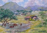 Village, Rural Life Painting by M. K. Kelkar, Watercolour on Paper, 13 X 19
