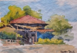 Village, Rural Life Painting by M. K. Kelkar, Watercolour on Paper, 7 X 9.5