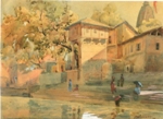Near Bridge Nasik, Landscape Painting by Vasudeo Kulkarni, Water Colour on Paper, 11.5 X 15.5