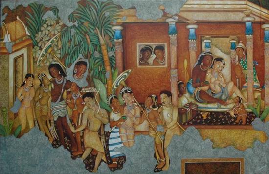 Painting by Vijay Kulkarni - Love (Ajanta series)