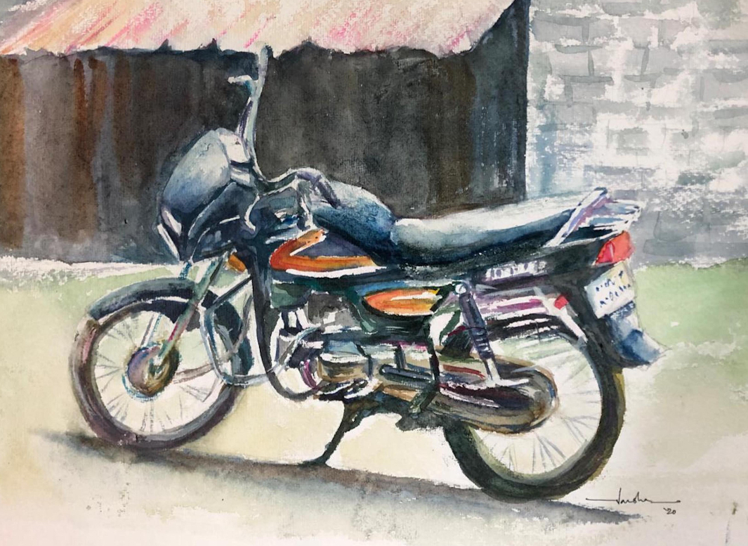 Painting by Varsha Shukla - Bike Love