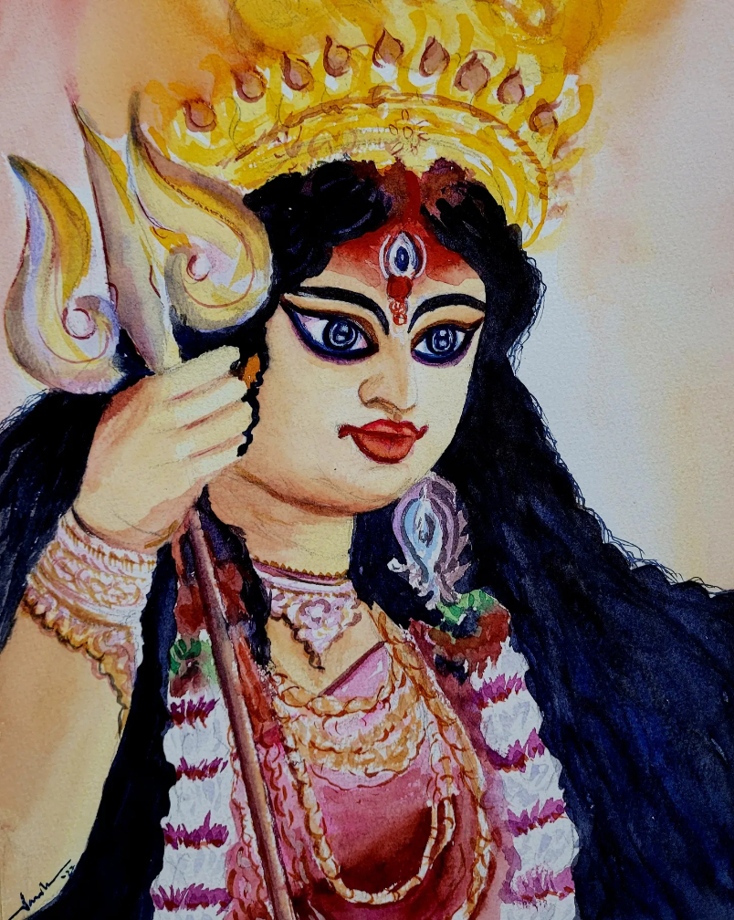 Painting by Varsha Shukla - Durga Ma
