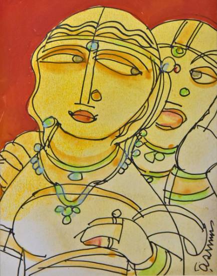 Painting by Ramananda Bandyopadhyay - Untitled - 14