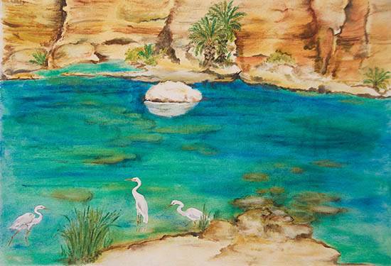 Painting by Nirmal Pathare - Wadi in Oman