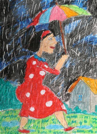 Painting by Shreosi Mal - Rainy Season