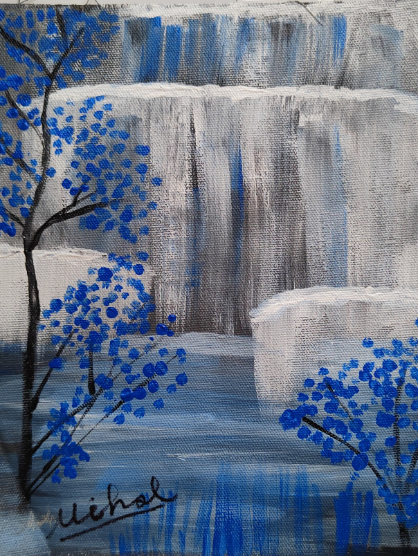 Painting by Nihal Das - Waterfall in Iceland