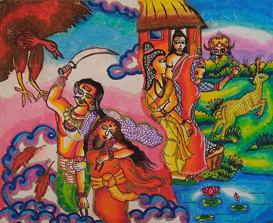 Painting by Diganta Das - Sita Haran