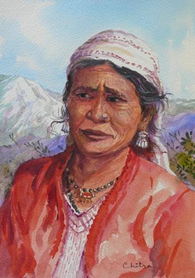 Painting by Chitra Vaidya - Kumaoni Woman - 2