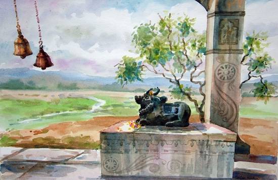 Painting by Chitra Vaidya - Temple