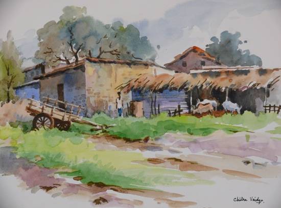 Painting by Chitra Vaidya - Village IV