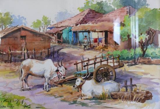 Painting by Chitra Vaidya - Village VII