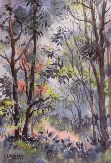 Painting by Chitra Vaidya - Forest Walk -1