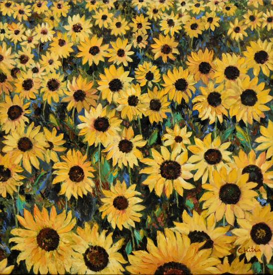 Painting by Chitra Vaidya - Sunflowers - 12