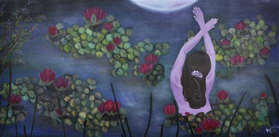Painting by Anjalee S Goel - Lotus beauty