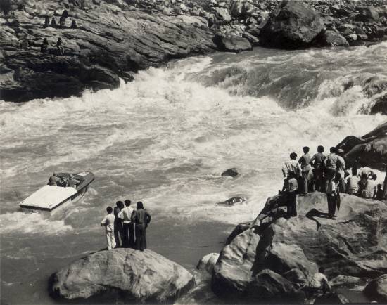 Photograph by Prem Vaidya - Negotiating a very difficult pass on the Ganges, Indo-New Zealand Jet Boat Expedition, 1977