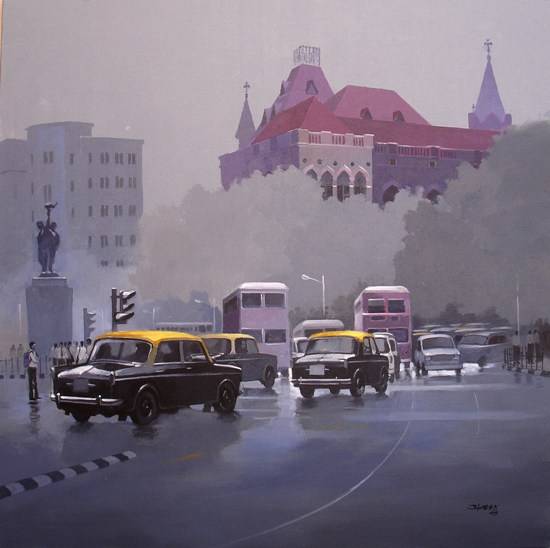 Painting by Anwar Husain - Mumbai Series V