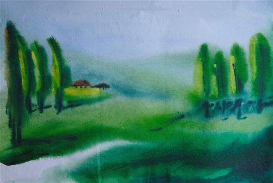 Painting by Sudipto Chakraborty - The Sound of Valley