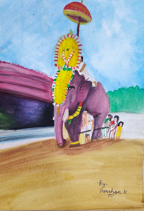 Painting by Darshan K. - Kerala Temple Festival