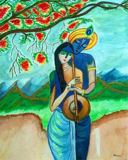 Painting by Mumu Ghosh - Meera The Saint