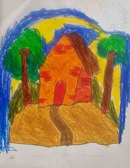 Painting by Druvi Arvind - House in the woods