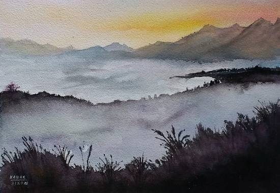 Painting by Dr Kanak Sharma - Low clouds