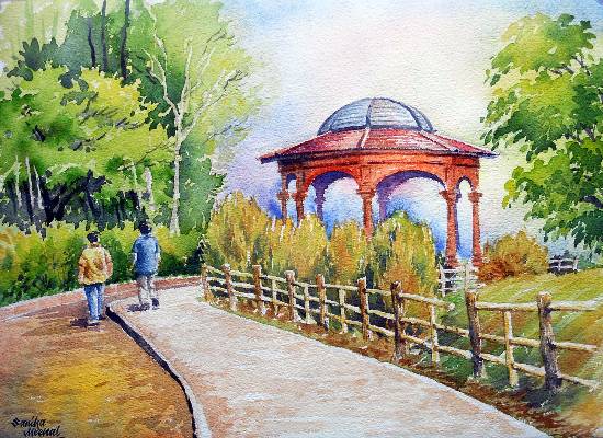 Painting by Sanika Dhanorkar - Gazebo at the Park