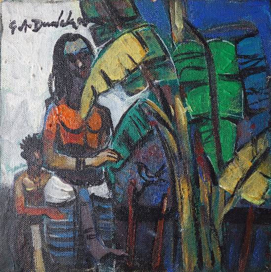 Painting by G A Dandekar - Brother Sister Banana Tree
