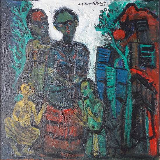 Painting by G A Dandekar - Village Family