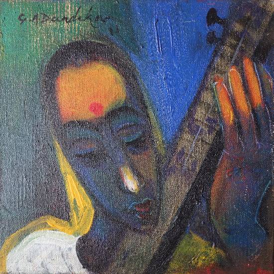 Painting by G A Dandekar - Sitar Player
