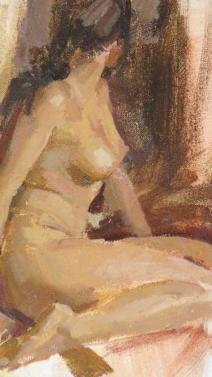 Painting by John Fernandes - Nude (The Sculpted Figure)