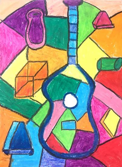 Painting by Sharanya Das - Guitar (Pablo Picasso)