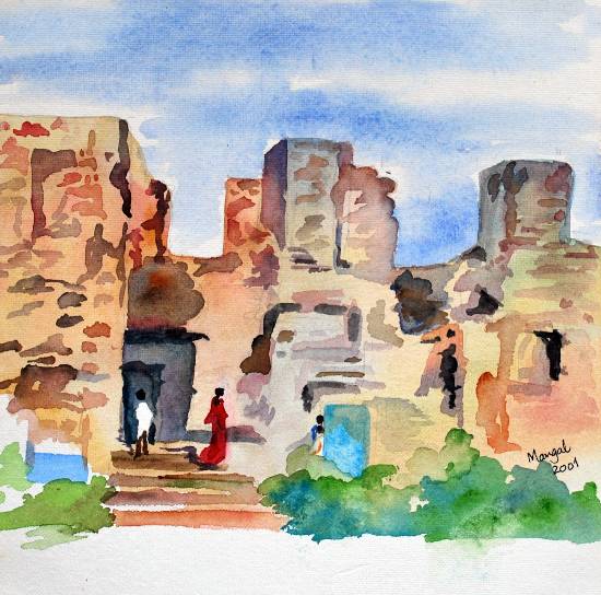 Painting by Mangal Gogte - Roaming in Ruins, Konkan