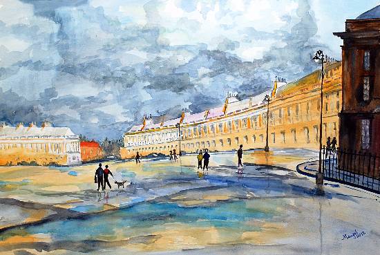 Painting by Mangal Gogte - After a rainy spell, Scandinavia