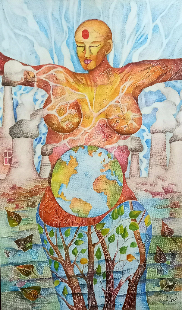 Painting by Bipul Singh - Tears of Mother Earth